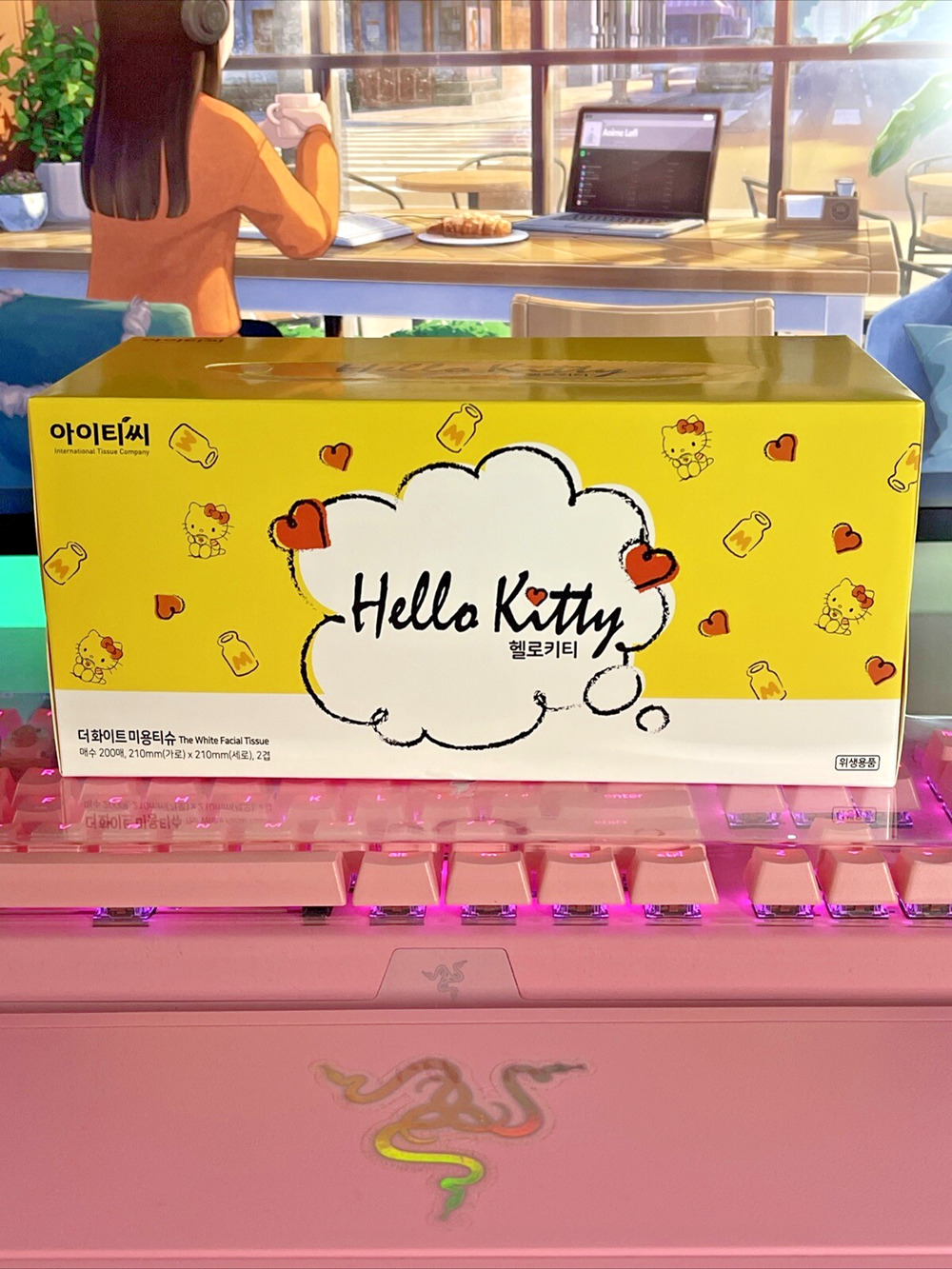 Hello Kitty White Facial Tissue Tissues 200 2 Ply Yellow Box 2022 Sanrio Paper
